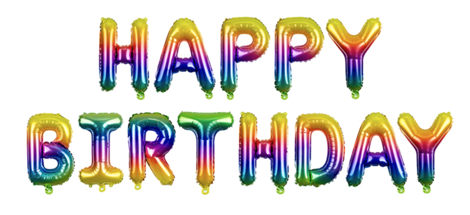 Folienballon Schriftzug - Happy Birthday, Regenbogenfarben - 340cm x 35cm